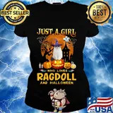 Cat witch just a girl who loves ragdoll and halloween s Ladies tee