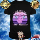 Cats and crystals that's all i need vintage retro shirt