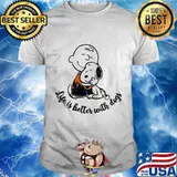Charlie brown and snoopy life is better with dogs shirt