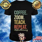 Coffee Zoom Teach Repeat Virtual Teacher Distance Learning T-Shirt