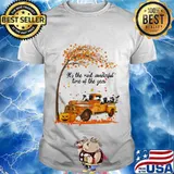 Cows riding car it's the most wonderfal time of the year leaves tree pumpkins shirt