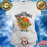 Dinosaur let's play basketball sunset s Ladies tee