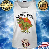 Dinosaur let's play basketball sunset s Tank top