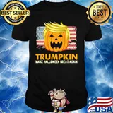 Donald trump pumpkin trumpkin make halloween great again american flag independence day shirt
