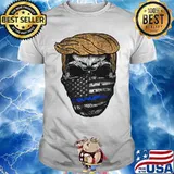Donald trump skull mask back the blue american flag independence day shirt