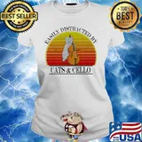 Easily distracted by Cats and Cello Vintage retro s Ladies tee