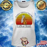Easily distracted by Cats and Cello Vintage retro s Tank top