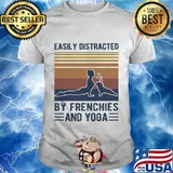 Easily distracted by frenchies and yoga vintage retro shirt