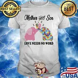 Elephant autism mother and son love needs no word heart cancer awareness shirt