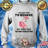 Flamingo i really tried to behave but there were too many other options flowers white s Sweater