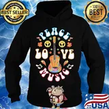 Flower guitar peace love music hippie s Hoodie