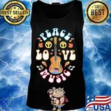 Flower guitar peace love music hippie s Tank top