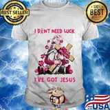 Gnome I don't need luck I've got Jesus Breast Cancer Awareness shirt