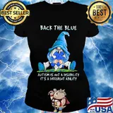 Gnomes back the blue autism is not a disability it's different ability s Ladies tee