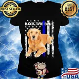 Golden Retriever Independence day back the blue s Ladies tee