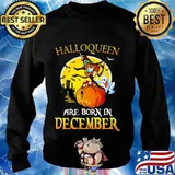 Halloqueen are born in december ghost witch mask s Sweater