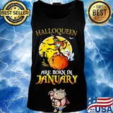 Halloqueen are born in january ghost witch mask s Tank top