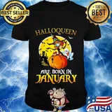 Halloqueen are born in january ghost witch mask shirt