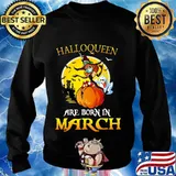 Halloqueen are born in march ghost witch mask s Sweater