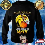 Halloqueen are born in may ghost witch mask s Sweater