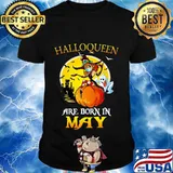Halloqueen are born in may ghost witch mask shirt