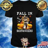 Halloween fall in love with schnauzers pumpkins shirt