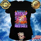Halloween german shepherd buckle up buttercup you just flipped my witch switch s Ladies tee