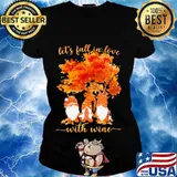 Halloween gnomes let's fall in love with wine maple leaves s Ladies tee