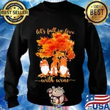 Halloween gnomes let's fall in love with wine maple leaves s Sweater