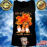 Halloween gnomes let's fall in love with wine maple leaves s Tank top