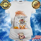 Halloween horror characters chibi riding peace bus it's the most wonderful time of the year maple leaves tree s Ladies tee