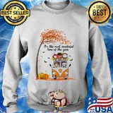 Halloween horror characters chibi riding peace bus it's the most wonderful time of the year maple leaves tree s Sweater