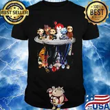 Halloween horror characters chibi water reflection shirt