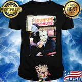 Halloween horror characters drinking dunkin donuts shirt