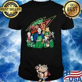 Halloween horror characters drinking mtn dew shirt
