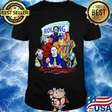 Halloween horror characters drinking rolling rock shirt