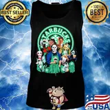 Halloween horror characters drinking starbucks s Tank top