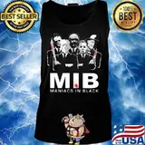 Halloween horror characters mib maniacs in black s Tank top