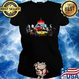 Halloween horror characters play cards s Ladies tee