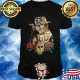 Halloween horror characters roses shirt