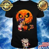 Halloween jack skellington moon and yorkie pumpkin shirt