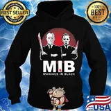 Halloween jason voorhees and michael myers mib maniacs in black s Hoodie