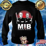 Halloween jason voorhees and michael myers mib maniacs in black s Sweater