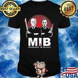 Halloween jason voorhees and michael myers mib maniacs in black shirt