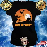 Halloween karate witch kick or treat moon night s Ladies tee