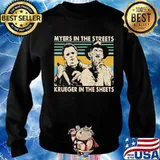 Halloween michael myers in the streets freddy krueger in the sheets vintage retro s Sweater