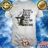 Halloween witch assuming i'm just an old lady was your first mistake shirt
