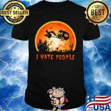 Halloween witch i hate people moon shirt