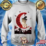 Halloween yorkie witch i love you to the moon back pumpkin s Sweater
