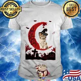 Halloween yorkie witch i love you to the moon back pumpkin shirt